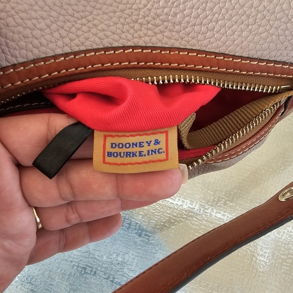 Dooney & Bourke Taupe & Brown Pebble Grain Leather Shoulder Bag - Picture 9 of 16